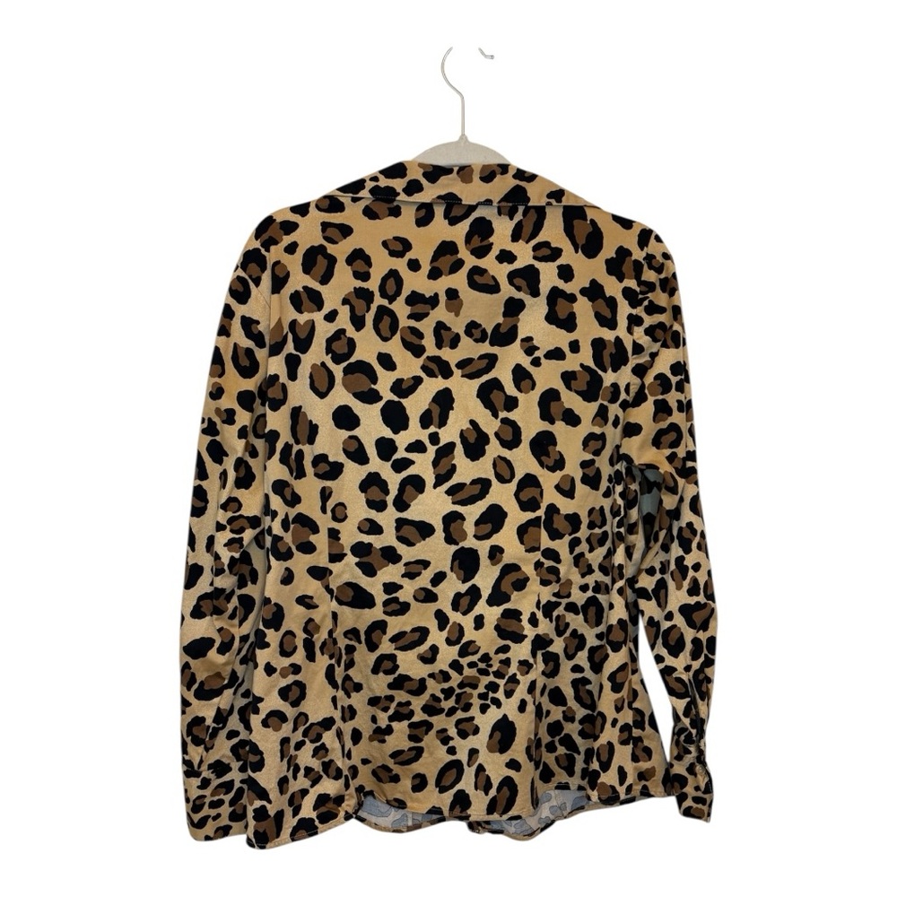 Lane Bryant Leopard Print Button Down Blouse Stretch Animal Print Top Size 18 - Picture 2 of 4